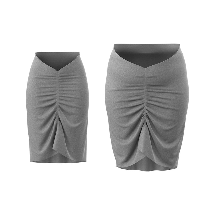Gray dipped waist skit with drawcord