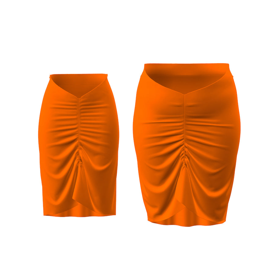 Neon orange drawcord skirt