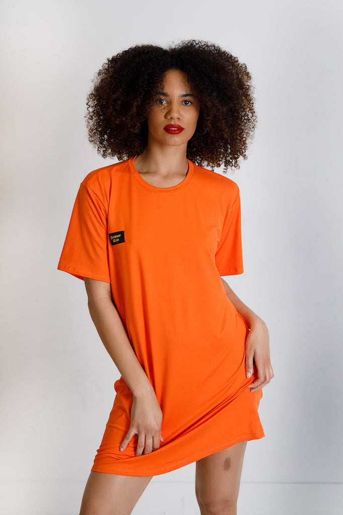 Neon orange Pineconerow t-shirt dress 